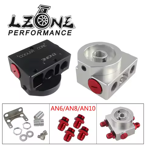 Aluminum Remote Engine Transmission Radiator Oil Filter Mount with Thermostat Sandwich Adaptor 1xAN8