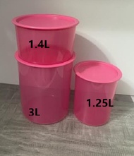 Tupperware pink - one touch airtight cookies container  3pcs/set