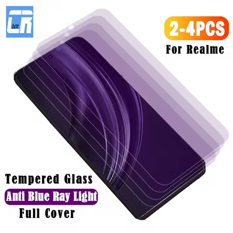 2-4pcs Anti Blue Light Tempered Glass For Realme 13 12 Plus 11 11X 10 5G 10S 10T 8 8i 7 9 Pro Plus Q