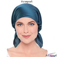 ROSEGOODS Bowknot Sleep Hat, Women Long Tail Hair Bonnet Satin Night Cap,  Cancer Hats Breathable He