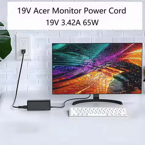 19V AC Adapter Monitor Power Cord for Acer LCD SB220Q R221Q S231HL G226HQL S202HL G246HL S240HL S220