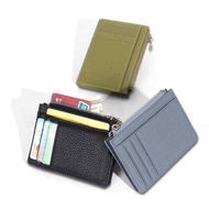 8 Card Slot Card Holder Genuine Leather Female Cowhide Japanese Style Solid Color Thin Style Zipper 