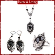 AOTO for Vampire Bat Rings For Men Women Silver Bat Earring Halloween Diamond Necklac
