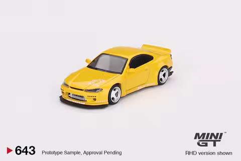 Diecast MINIGT 1:64 Scale Silvia S15 Rocket Rabbit Yellow Alloy Car Model