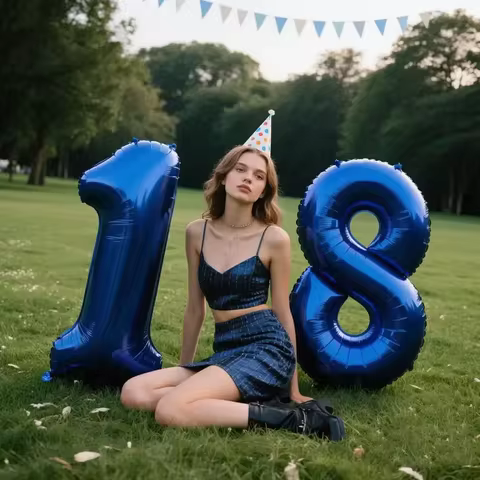 2pc Blue 32in Number 18 Balloon Set for Birthday Parties, Anniversary Celebrations, 18th Anniversary