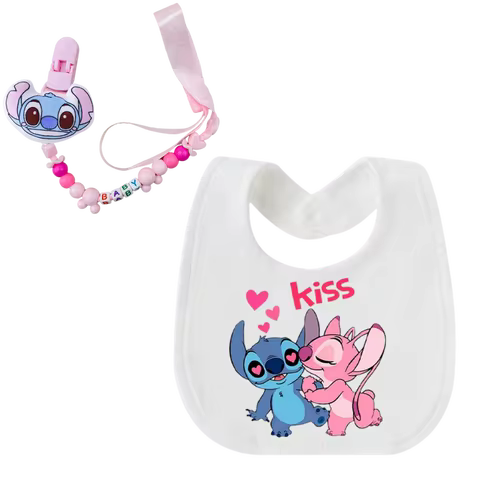 Baby pacifier holder with cute bib Girl Boy Cotton bib Newborn bib Baby feeding bib Baby baptism gif