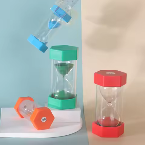 Creative Hourglass Timer Hexagon Small Funnel 1min/3min/5min/10min/15min Colorful Sandglass Timers C