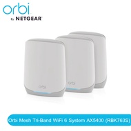 NETGEAR RBK763S Orbi Tri-band WiFi 6 Mesh System, 5.4Gbps, Router + 2 Satellites