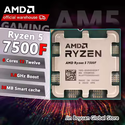 New AMD Ryzen 5 7500F R5 7500F 3.7GHz 5NM L3=32M 100-000001015 Socket AM5 Tray but without cooler