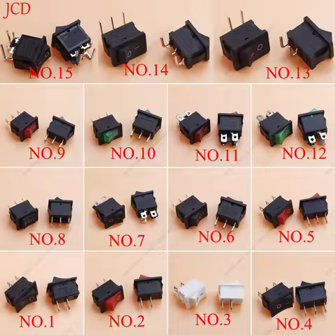 10PCS KCD1-101 Plastic LED Rocker Switch 6A 250VAC 4 Pin On Off DPST 12V 220V Red Lamp Black Latchin