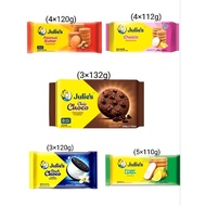 Halal【Julie Sandwich Biscuit Finger Lemon/Peanut/Cheese/Dark Choco/Choco More】110g-132g