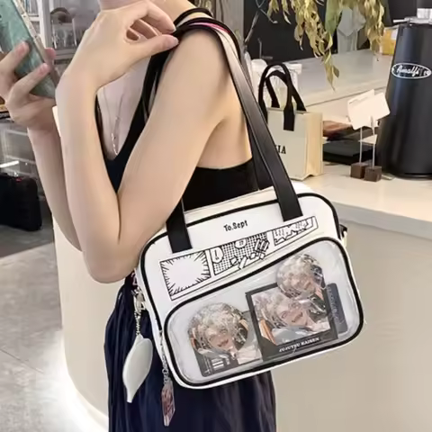 Japanese Comic Tote JK High School Girls Shoulder Bag Small PU Itabag Women College Student Crossbod