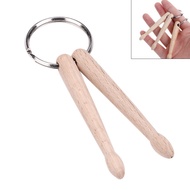Beech Wood Mini Drum Sticks Keychain Miniature Decorative Drum Stick Key Ring for Drummer