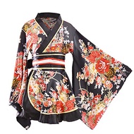 Kimono Bathrobe Costume Japanese Traditional Yukata Cosplay Women's Sexy Sakura Pattern High Split L