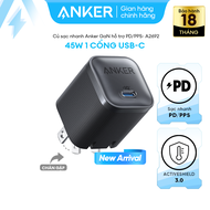 [Củ 45W] Củ sạc nhanh Anker Nano 45W 1Cổng USB-C cho Samsung/ iP15 16 series/ Macbook ( GaN ActiveSh