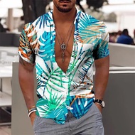 Men's Hawaiian Shirts Floral Leaves Elegant Flower Pattern High Quality Society Social Casual Vacati