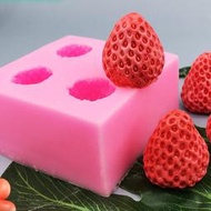 Metis 立體草莓模具硅膠巧克力翻糖生日蛋糕慕斯裝飾蠟燭香