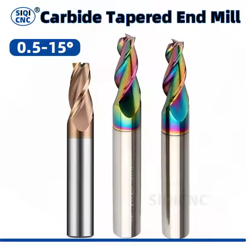 SIQI Carbide Tapered End Mill Angular CNC Machning Cutter Metal Router Bit 0.5 1 1.5 2 3 8 10 15 Deg