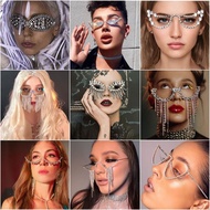 Fashion Luxury Rhinestone Tassel Shaped Glasses Frame Party Stage Exaggerated Styling Unique Accesso