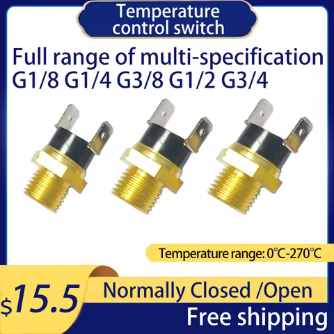 1PCS KSD301 Normal Closed Open 10A 250V Temperature Switch American Screw Cap Threaded Mount G1/8 1/