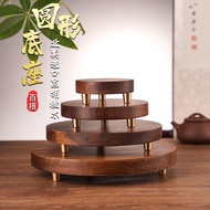 [Yuanyi] Simple Black Walnut Buddha Statue Base Solid Wood Base Ornament Base Strange Stone Base Load-Bearing Base Round Rectangular Wooden Holder Base Support Home Display Stand God Statue Sticker Seat God