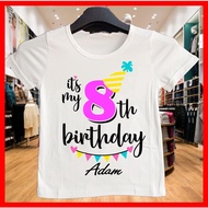 Girl Birthday 8th, 9th, 10th, 11th, 12th, 13th T Shirt / Tulis Nama Free / Cetak Baju Harijadi untuk
