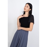 BACK IN STOCK MADEBY3INUTE Anders Square Neck Basic Ribbed Top in Black