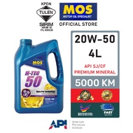 MOS M TEC 50 SAE 20W-50 (4LT) MINERAL BASE Minyak Hitam Pelincir Kereta