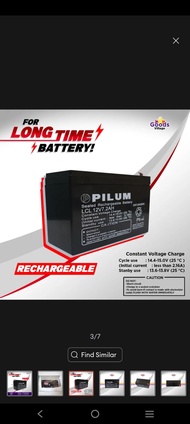cod Pilum Battery UPS 12Volts 7.2AH HOUR 6mos warranty