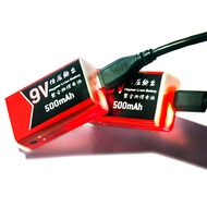 UNI 🔥Ready Stock🔥USB Charging 9V 500mAh Li-ion Battery USB Rechargeable battery 9v lithium UK