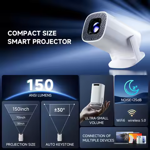2026 P30PRO Smart Mini Projector Android 14 WiFi6 BT 5.0 Support 4K 1280*720P Smart Home Cinema Outd