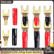 Y Plug Spade Connector for Speaker Wire,8 Pcs Y Spade Plug 45 Degree Gold Plated U Fork Spade Plug C