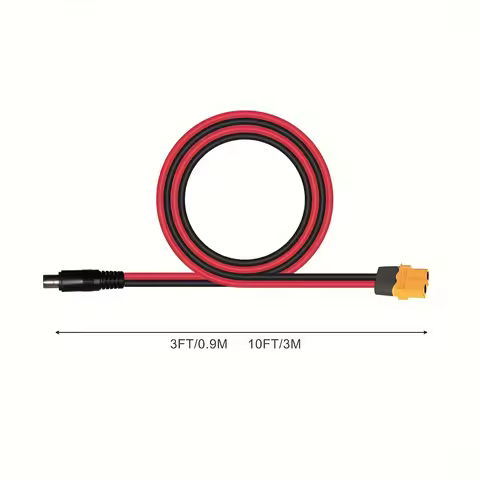 JMUYTOP XT60 Female To DC 5521 Male extension cable 10FT/118in 14AWG For LifePO4 EcoFlow river/DELTA