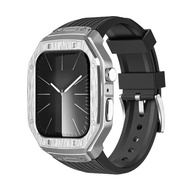 ชุดดัดแปลงสุดหรูกล่องโลหะ + อุปกรณ์ทดแทนสายทีพียูที่เข้ากันได้กับ I Watch Series 9 8 7 45Mm 6 5 4 Se