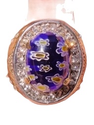 Cincin Batu Akik Motif Bunga Teratai Biru Top Quality