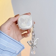 ins Butterfly Chain case For Redmi Buds 6 Play Case with keychain Transparent Silicone Earphone Cove