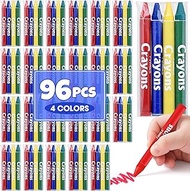 FUMILE 24 Sets of 4 Colors (96 Bulk Crayons), Crayon Bulk Individual Packs, Non-Toxic Mini Crayons f