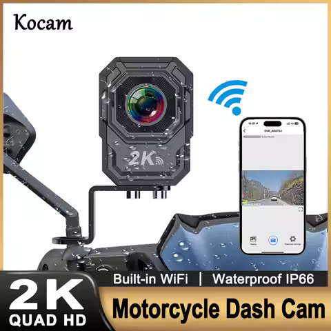 2K QHD Motorcycle Dash Cam Built-in WiFi 150° Wide Angle IP66 Waterproof Shockproof Professional Rid