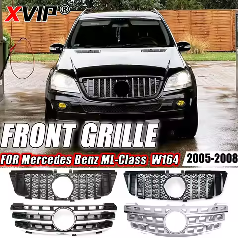 XVIP Black GTR Style Front Racing Grille For Mercedes Benz ML W164 05-08 ML320 ML350 ML500 Chrome Di