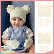 LK Children Thermal Beanie and Gloves Kids Winter Hat and Gloves Set Adorable 2-piece Kids Hat Glove