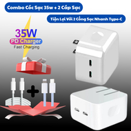 Bộ Sạc Nhanh 35W Cho Điện Thoại IP 7/8/X/11/12/13/14/plus/pro/promax (Củ PD 35W + Cáp Type-C)  Bộ Sạ