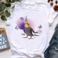 Crazy Bird T-Shirt Cute Funny Crazy Parrot Women Casual T-Shirt Cartoon Top Women Trendy