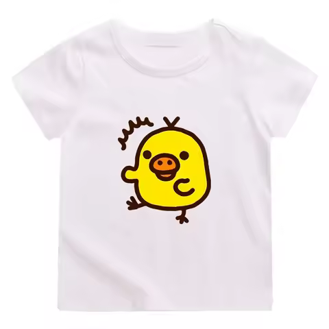 Kiiroitori Yellow Chick Kawaii Print T-shirt for Girls Tee-shirt Casual Short Sleeve Summer Tshirt