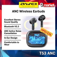 Awei T53 ANC TWS Gaming Earbuds Wireless Earbuds Gaming Headphone Stereo Sound Earphone Awei Bluetoo