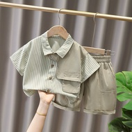 Boy Suit 2025 Puffer Handsome Children's Clothing Korean Version Short-Sleeved Baby Handsome Boy Clo