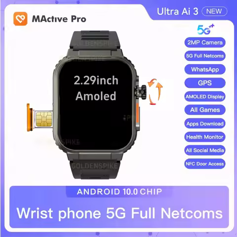 Microwear S10 Ultra Ai3 5G LTE Smartwatch 2.29inch Amoled Smart Watch With 190° Rotating Camera GPS 