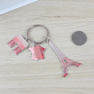 Mặt Dây Chuyền Khóa Paris Tourist Souvenir Eiffel Tower Triumphal Arch Saint-Sulpice Church Keychain