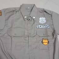 New Baju Seragam Pdl Satpam Warna Coklat Lengkap Ukuran M, L, Xl,