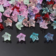 Glass Colorful Five-Petal Flower Small Begonia diy Loose Beads Handmade Earrings Necklace Bracelet E
