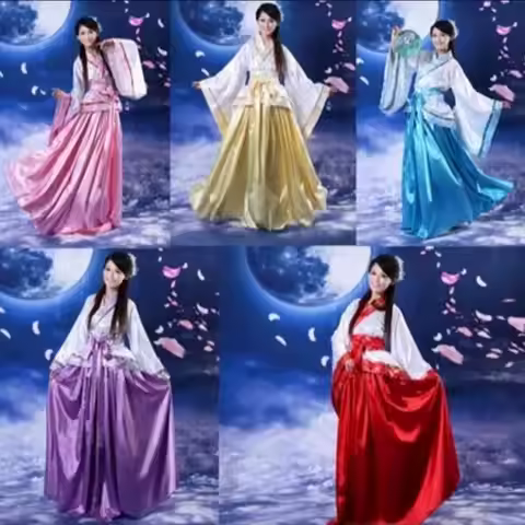 Traditional Hanfu Cosplay Clothing Women's Ancient Tang Dynasty Empress Dress Red White Yellow Women